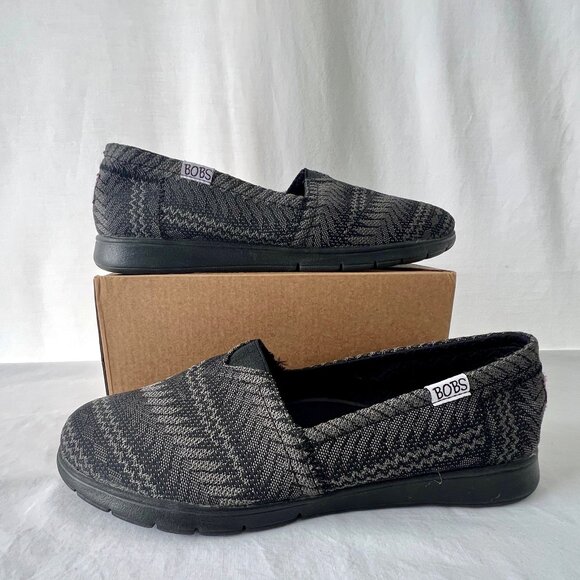 Bobs From Skechers Memory Foam Slip On Black & Gray Shoes, Size 9W, EC! - Picture 11 of 11